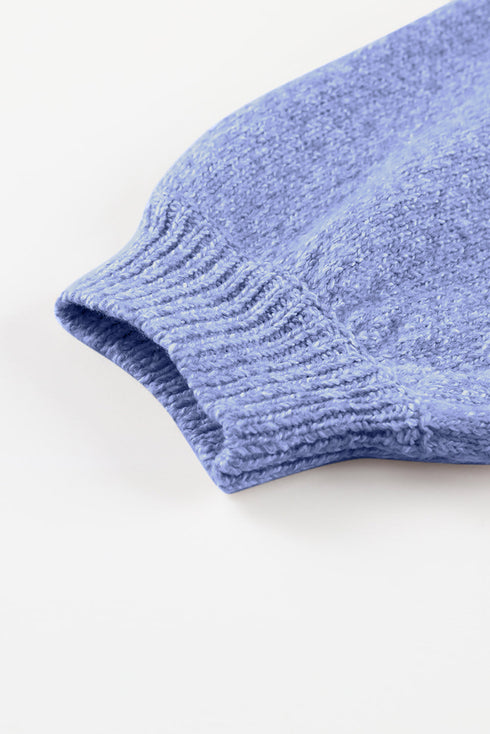 Eyelet Pattern Detail V Neck Drop Shoulder Sweater